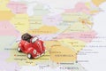 Toy car on map Royalty Free Stock Photo