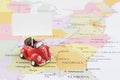 Toy car on map Royalty Free Stock Photo