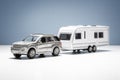 Toy car towing a trailer caravan Royalty Free Stock Photo