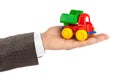 Toy car truck in hand Royalty Free Stock Photo