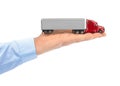 Toy car truck in hand Royalty Free Stock Photo