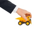 Toy car truck in hand Royalty Free Stock Photo