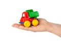 Toy car truck in hand Royalty Free Stock Photo