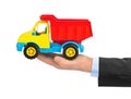 Toy car truck in hand Royalty Free Stock Photo