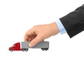 Toy car truck in hand Royalty Free Stock Photo