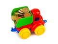 Toy car truck and money coins