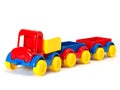 Toy car truck and trailer on white background