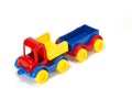 Toy car truck and trailer on white background Royalty Free Stock Photo