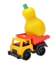 Toy car the truck with wooden pear toy Royalty Free Stock Photo