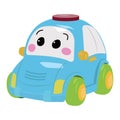 Toy car vector icon on a white background. Character toy illustration isolated on white. Baby auto realistic style