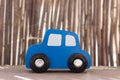 Blue wooden toy car Royalty Free Stock Photo