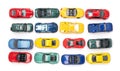 Toy cars in neat rows Royalty Free Stock Photo
