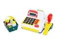 Toy cash register with scanner and shopping cart Royalty Free Stock Photo