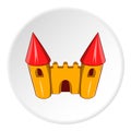 Toy castle icon, cartoon style Royalty Free Stock Photo