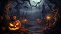 Toy cheerful pumpkin jack halloween and cobweb