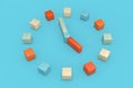 Toy Children Clock as Multicolour Wooden Cubes. 3d Rendering