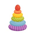 Toy for children pyramid with rainbow colored pieces. Educational game