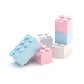 Toy construction brick blocks on white