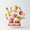 toy cooking set with utensils Royalty Free Stock Photo
