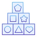 Toy cubes flat icon. Kid toys blue icons in trendy flat style. Child blocks gradient style design, designed for web and