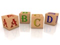 Toy cubes letters inscription A,B,C,D