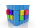 Toy cubes stacked in the shape of a cube