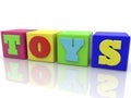 Toy cubes in various colors with toys concept Royalty Free Stock Photo