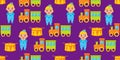 Toy cute doll, train and drum seamless pattern Royalty Free Stock Photo