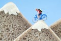 Toy cyclist ecotourism concept Royalty Free Stock Photo