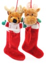 Toy deer in ÃÂ¡hristmas socks.