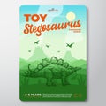 Toy Dinosaur Label Template. Abstract Vector Packaging Design Layout. Modern Typography with Prehistoric Volcano