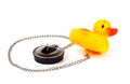 Toy duck with plug for bath Royalty Free Stock Photo