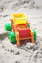 Toy dump truck in the sand Royalty Free Stock Photo