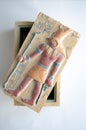 Toy Egyptian sarcophagus on white background Royalty Free Stock Photo