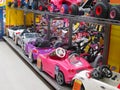 Toy electric cars in a toy store. Royalty Free Stock Photo