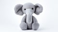 Gray Crochet Elephant Toy With Tilt-shift Aesthetic