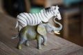Toy elephant and zebra Royalty Free Stock Photo