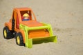 Toy escavator closeup Royalty Free Stock Photo