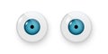 Toy eyes vector illustration. Wobbly plastic open blue eyeballs of dolls looking forward round parts with black pupil Royalty Free Stock Photo
