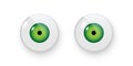 Toy eyes vector illustration. Wobbly plastic open green eyeballs of dolls looking forward round parts with black pupil Royalty Free Stock Photo