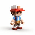 Colorful Voxel Art Toy Figure With Hat - Detailed Character Design