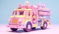 Toy firetruck in soft colors, plasticized material, educational for children to play. AI generated Royalty Free Stock Photo