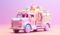 Toy firetruck in soft colors, plasticized material, educational for children to play. AI generated Royalty Free Stock Photo