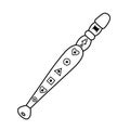 Toy flute doodle isolated on white background. Hand drawing childrens instrument. Child music performance, musical