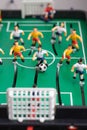 Foosball player table soccer toy game Royalty Free Stock Photo