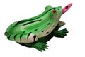 Toy frog with red eye and pink tongue Royalty Free Stock Photo