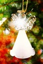 Toy glass angel decoration on the Christmas tree Royalty Free Stock Photo