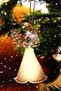 Toy glass angel decoration on the Christmas tree Royalty Free Stock Photo