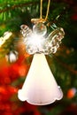 Toy glass angel decoration on the Christmas tree Royalty Free Stock Photo