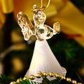 Toy glass angel decoration on the xmas tree Royalty Free Stock Photo